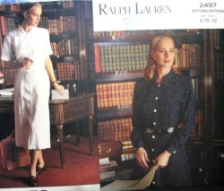 2497 R LAUREN LONG YOKE TUCK PLEAT BUTTON DRESS PATTERN  8-12